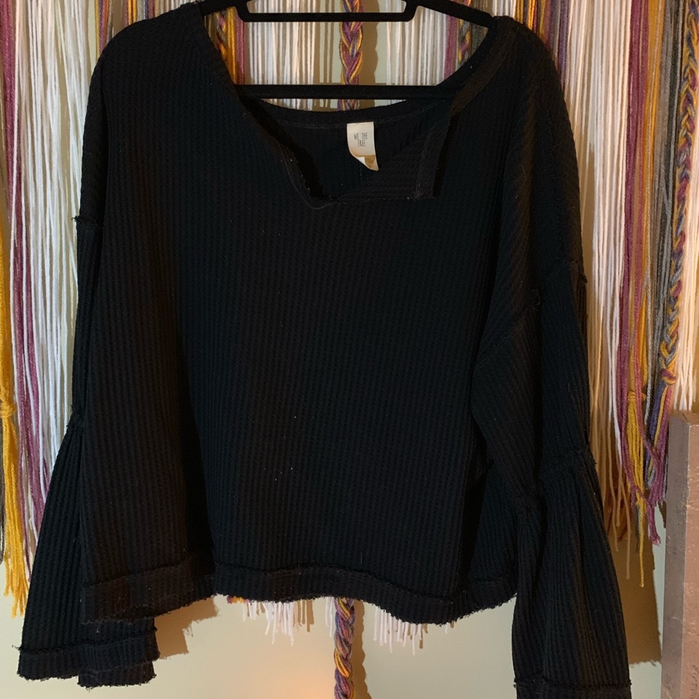 Black Long Bell Sleeve Sweater